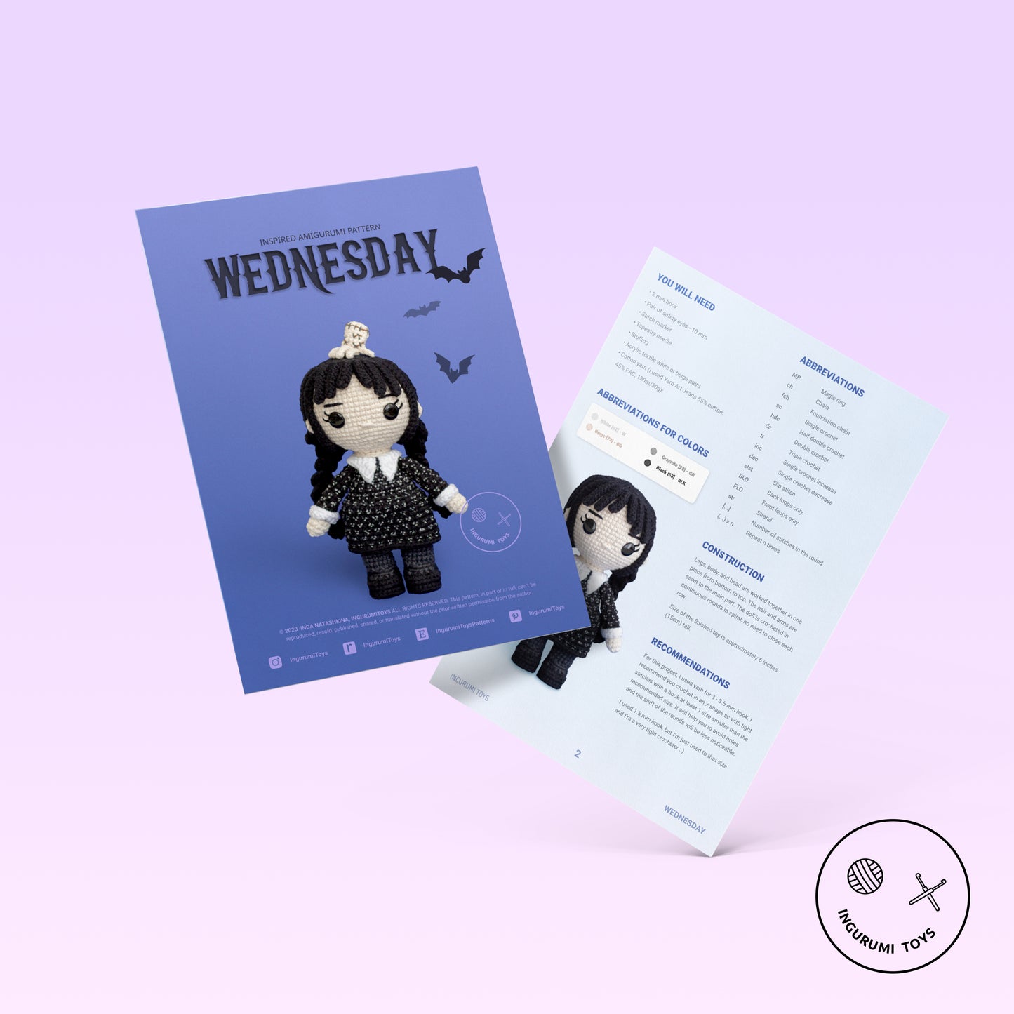 Wednesday Addams Amigurumi Crochet Doll Pattern PDF