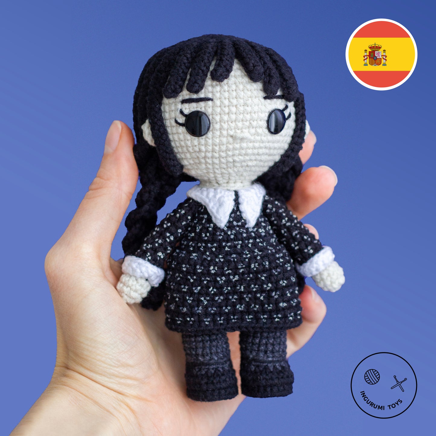 Patrón PDF de Muñeca Amigurumi de Wednesday Addams a Crochet