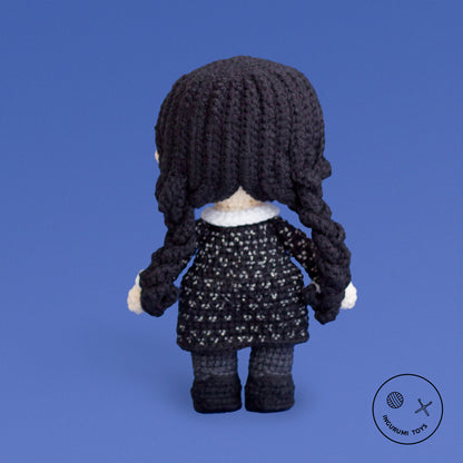 Cute crochet doll of Wednesday Addams – beginner-friendly amigurumi pattern