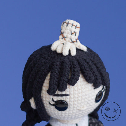 Wednesday Addams and Thing amigurumi crochet pattern – DIY gothic doll