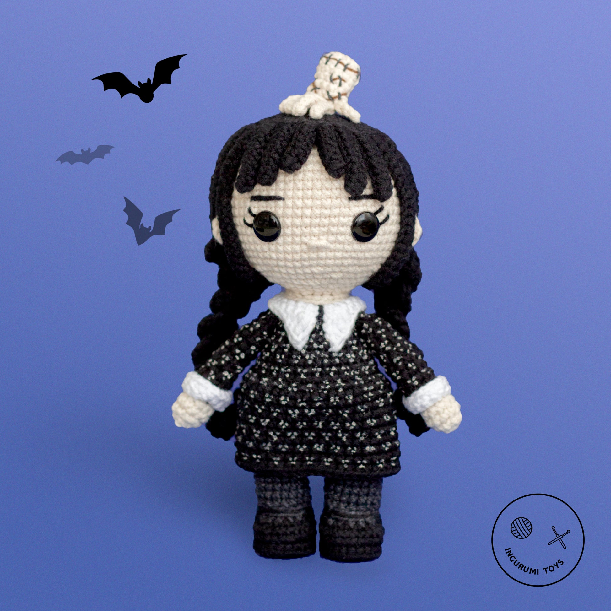 Wednesday Addams and Thing inspired crochet toys – digital amigurumi pattern PDF
