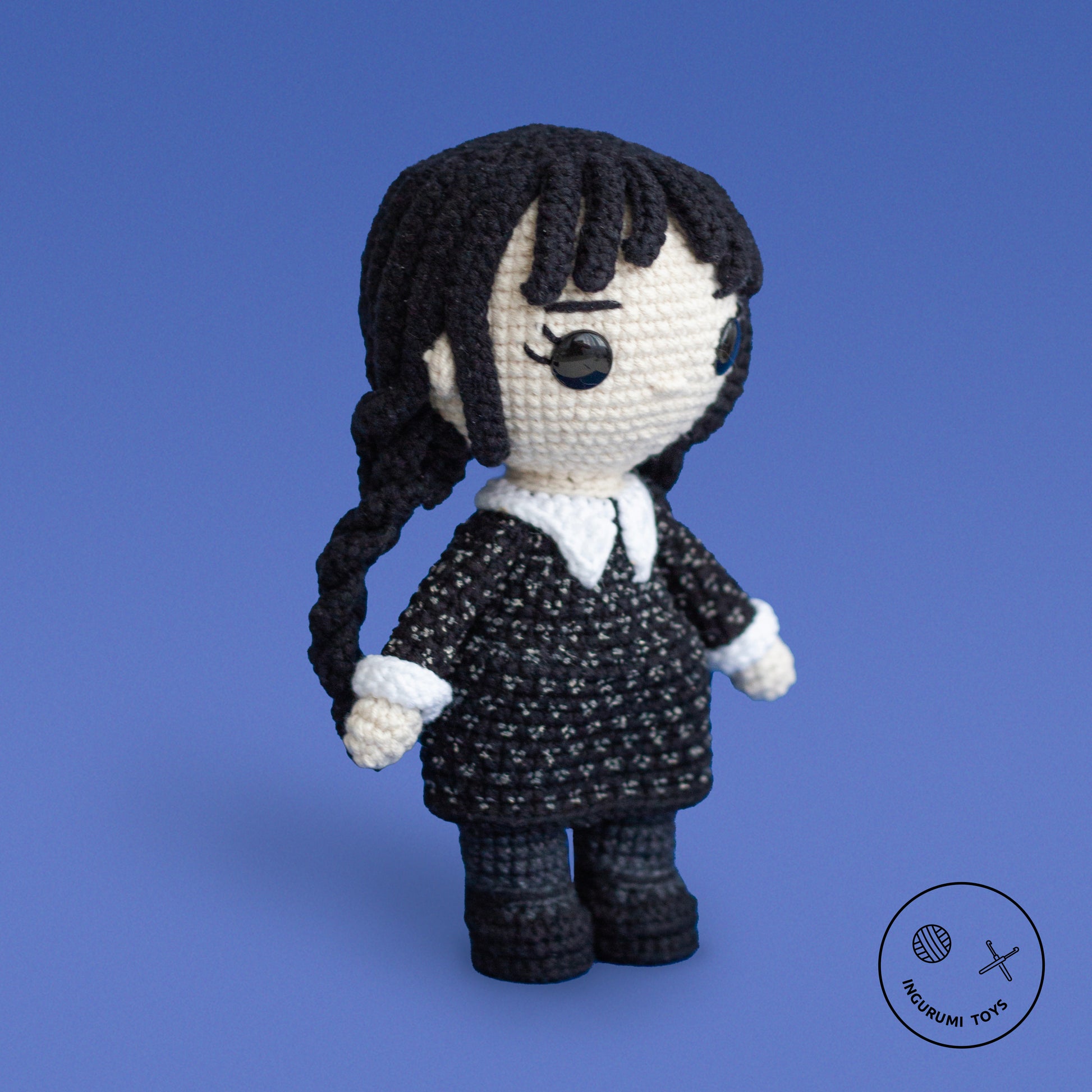 Wednesday Addams crochet doll pattern PDF – amigurumi toy
